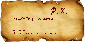 Piváry Koletta névjegykártya